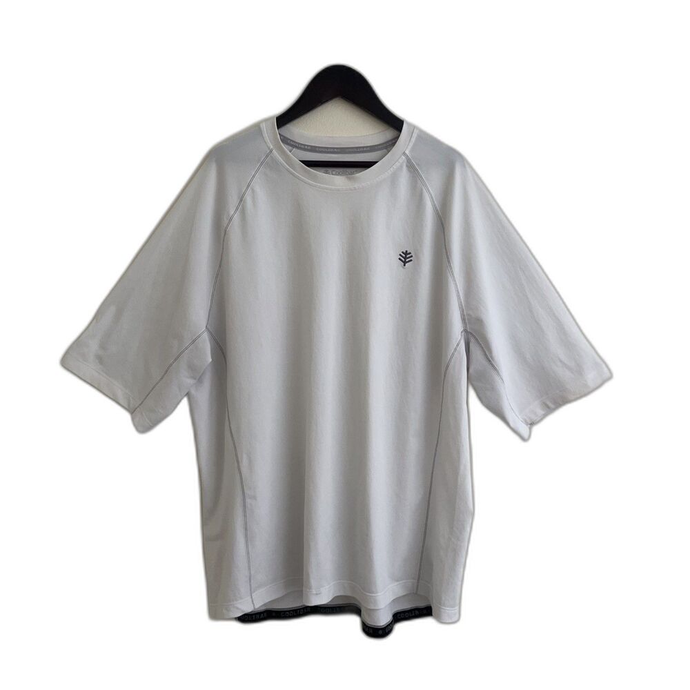 COOLIBAR Coolibar Men's Hightide Short Sleeve Swim Shirt UPF 50+, White- XL